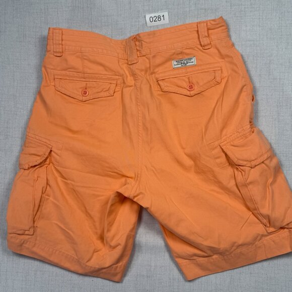 Polo Ralph Lauren Cargo Shorts Flat Front Orange Cotton Pockets Size 32 - Picture 2 of 12